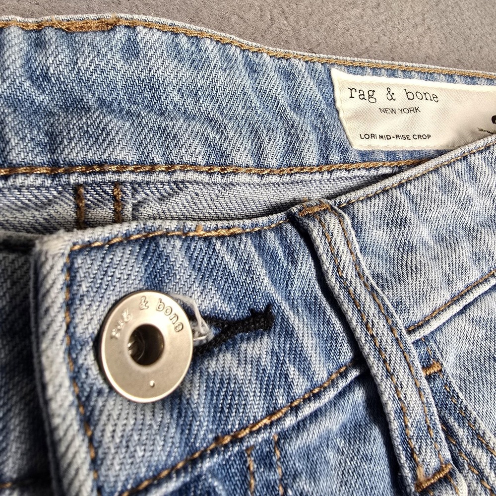 Rag & Bone Lori Mid Rise Crop Jeans Womens 30 Light Wash Wide Leg Denim Relaxed - Picture 6 of 15